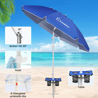 Beach umbrella hook provides a convenient spot to hang towels and bags.