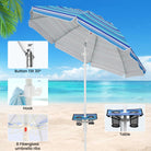 Beach umbrella hook provides a convenient spot to hang towels and bags.