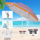 Beach umbrella hook provides a convenient spot to hang towels and bags.