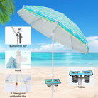Beach umbrella hook provides a convenient spot to hang towels and bags.