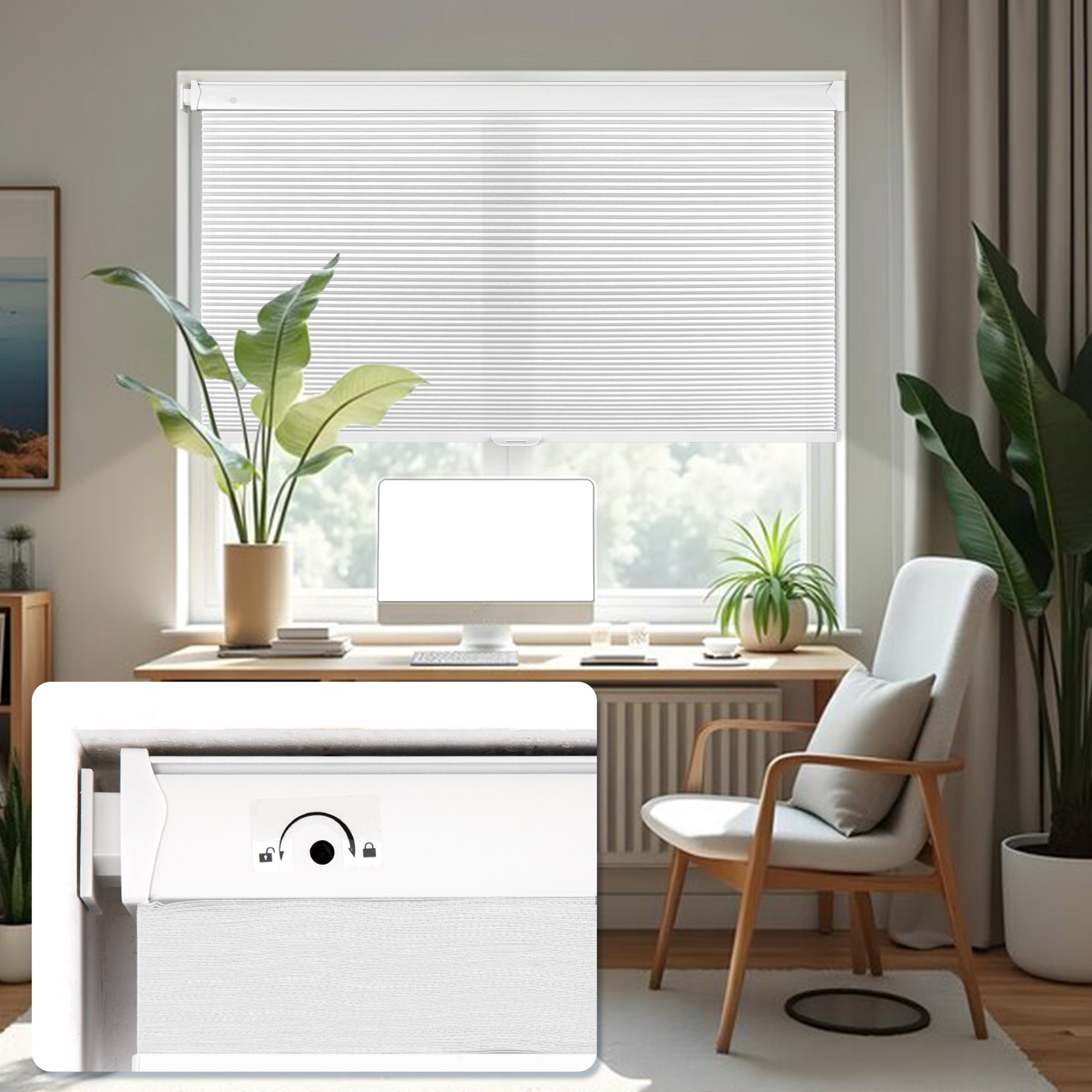 These bottom-up window shades allow natural light while maintaining privacy at eye level—great for street-facing windows.