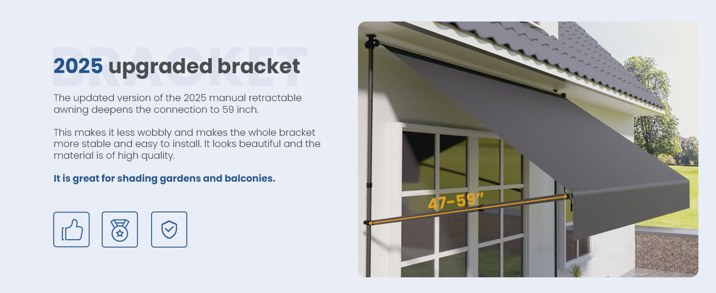 Retractable patio shade awning extended.