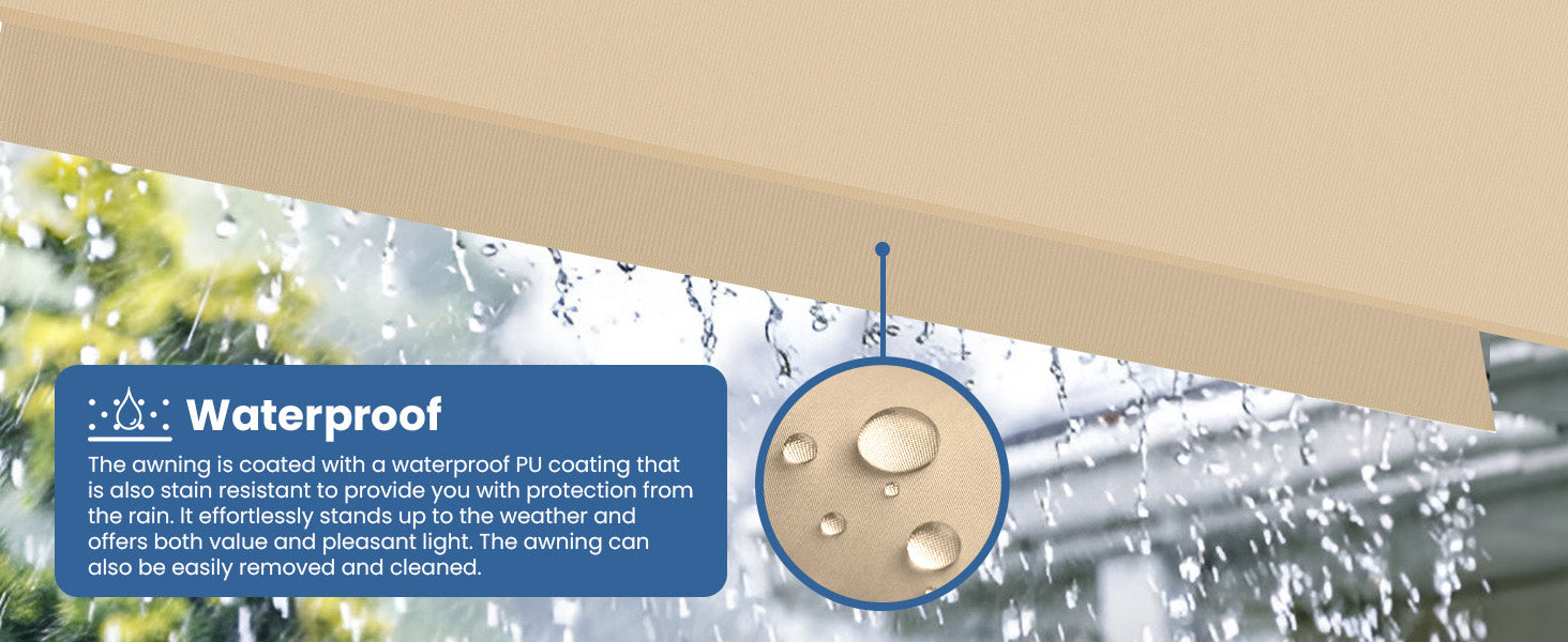 Outdoor roller blinds waterproof for all-weather use.