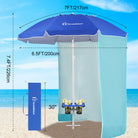 Grandekor 7 foot beach umbrella with shade cloth, hook, carry bag and stowable beverage table