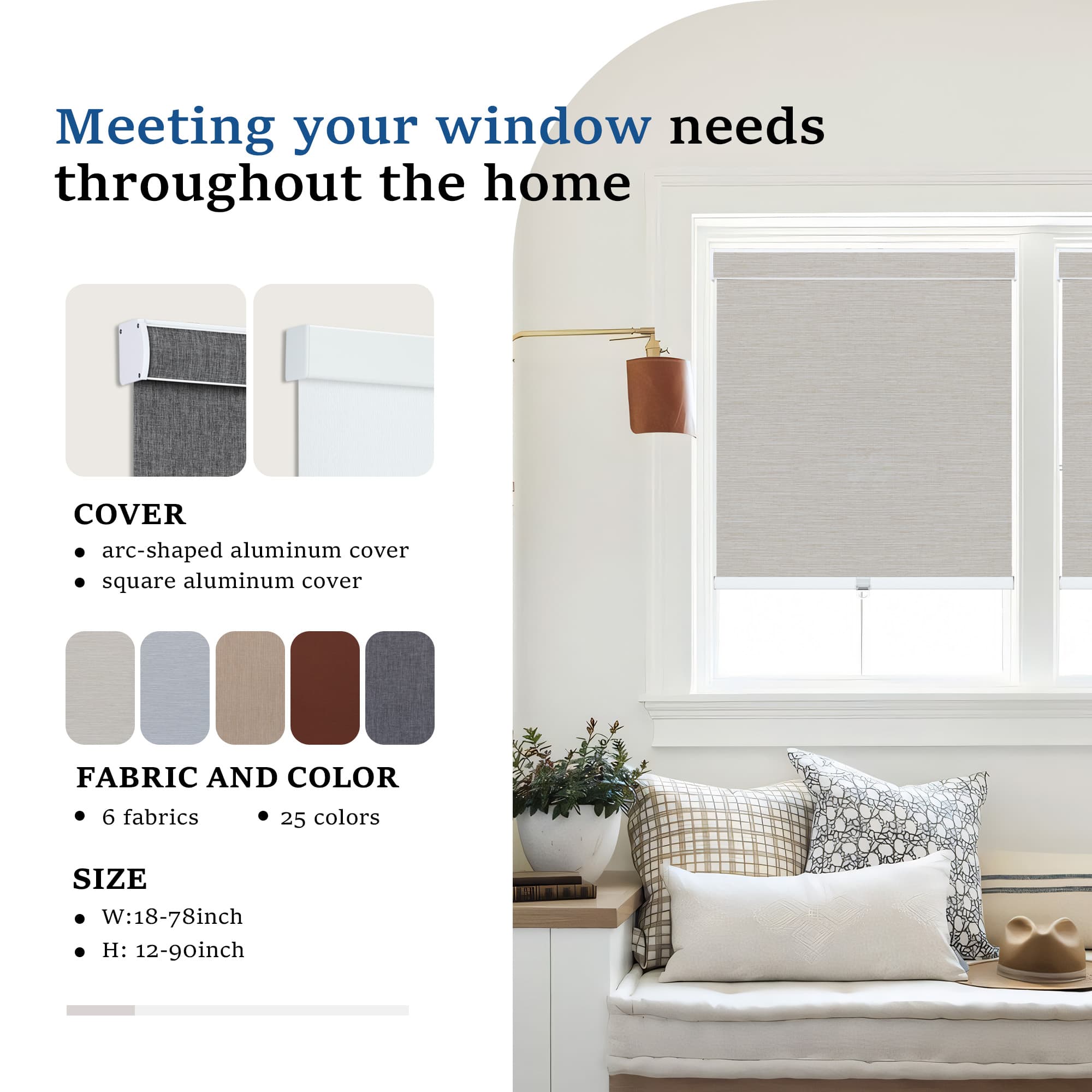 Get custom-sized window shades tailored to your unique window dimensions.