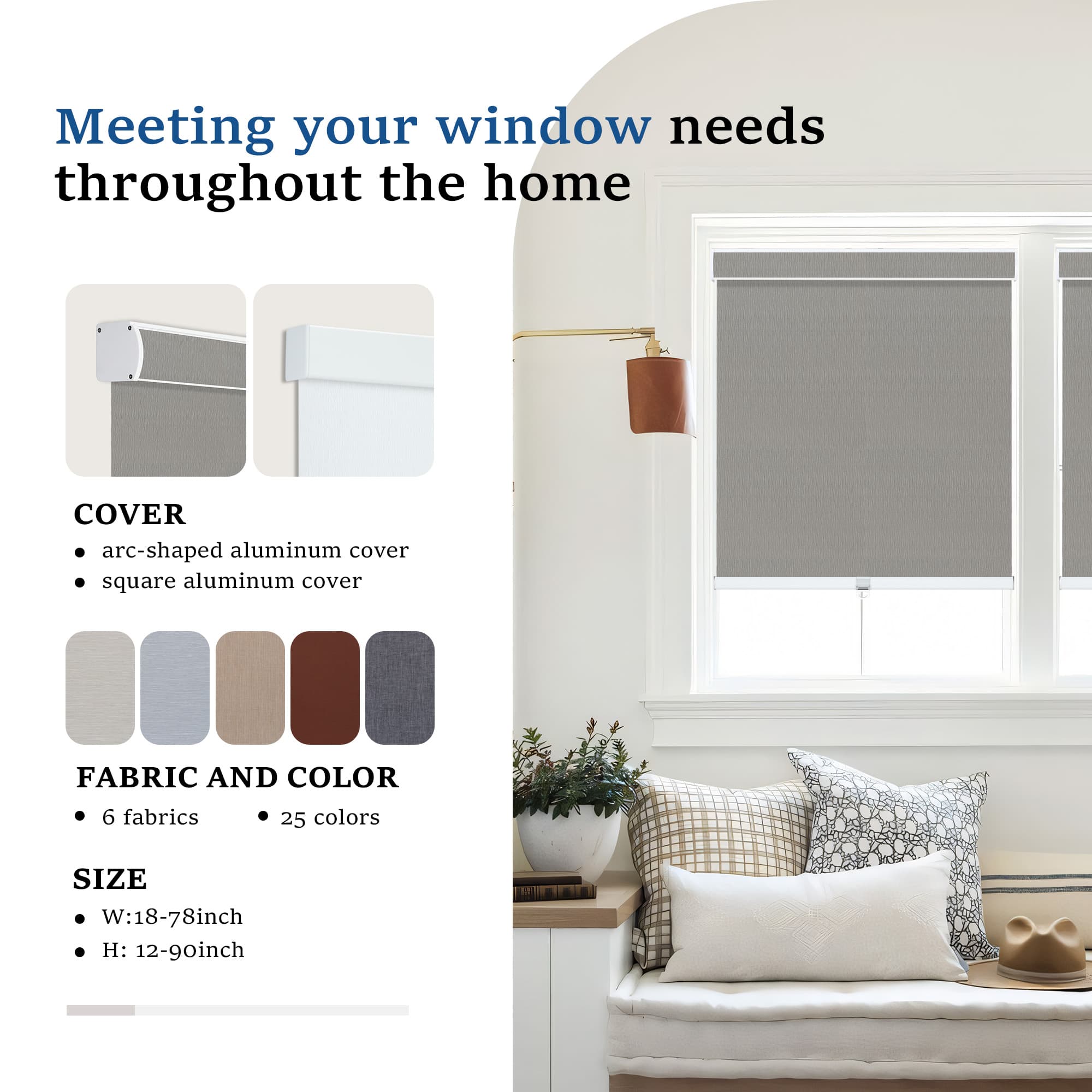 Get custom-sized window shades tailored to your unique window dimensions.