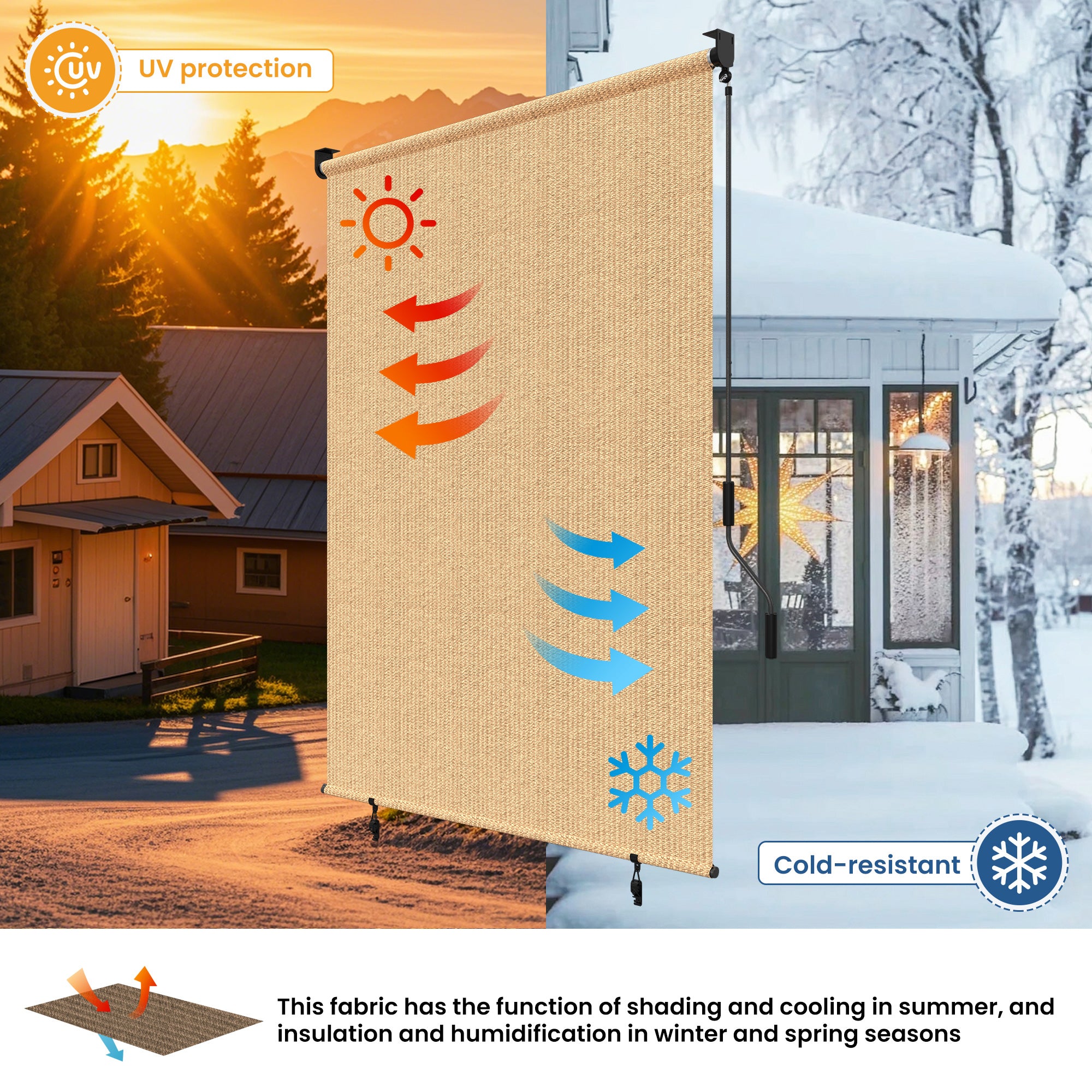 Outdoor roller sun shades provide excellent UV protection.