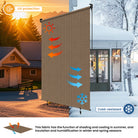 Outdoor window shade screens filter sunlight and add privacy.