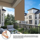 Outdoor window shade screens filter sunlight and add privacy.