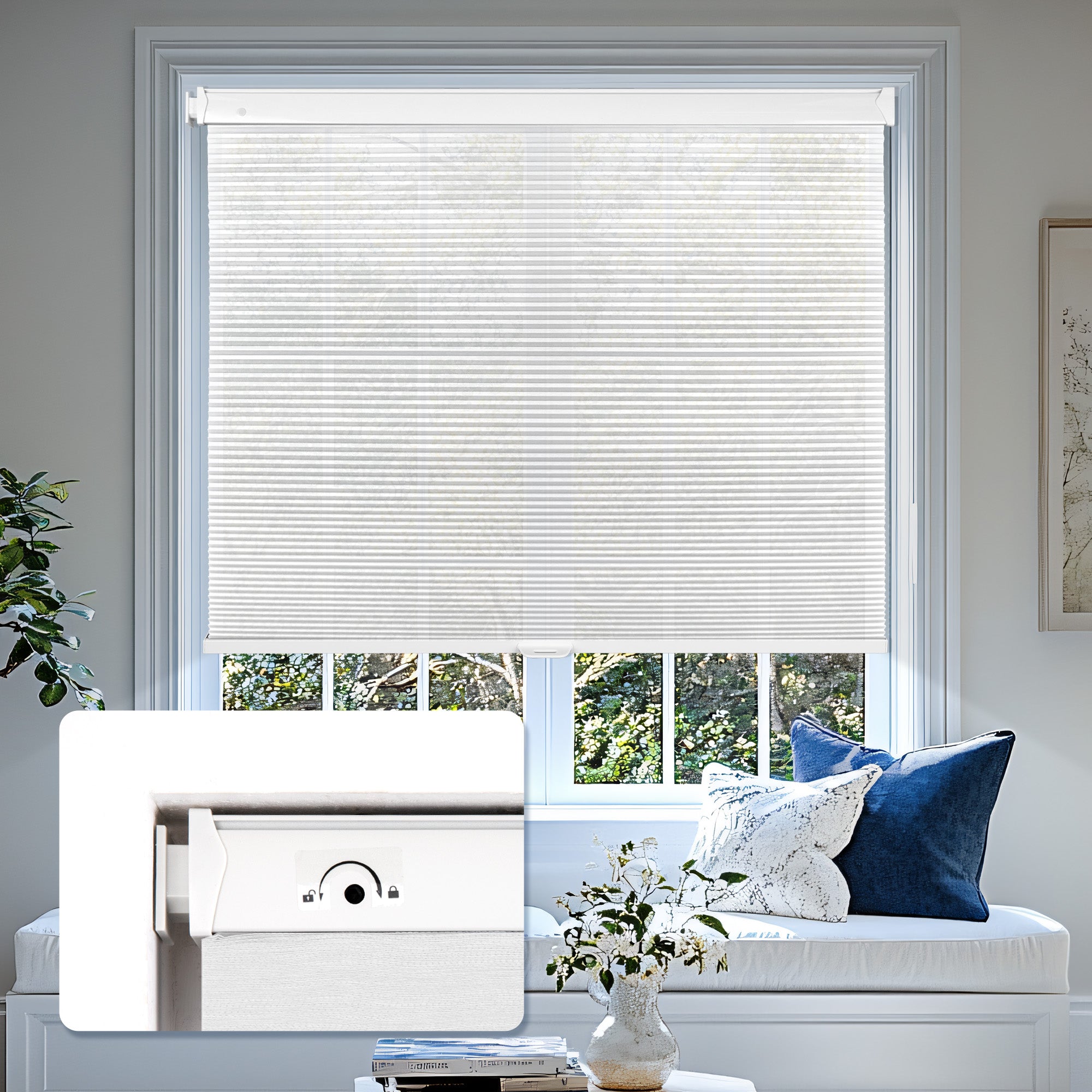 These bottom-up window shades allow natural light while maintaining privacy at eye level—great for street-facing windows.