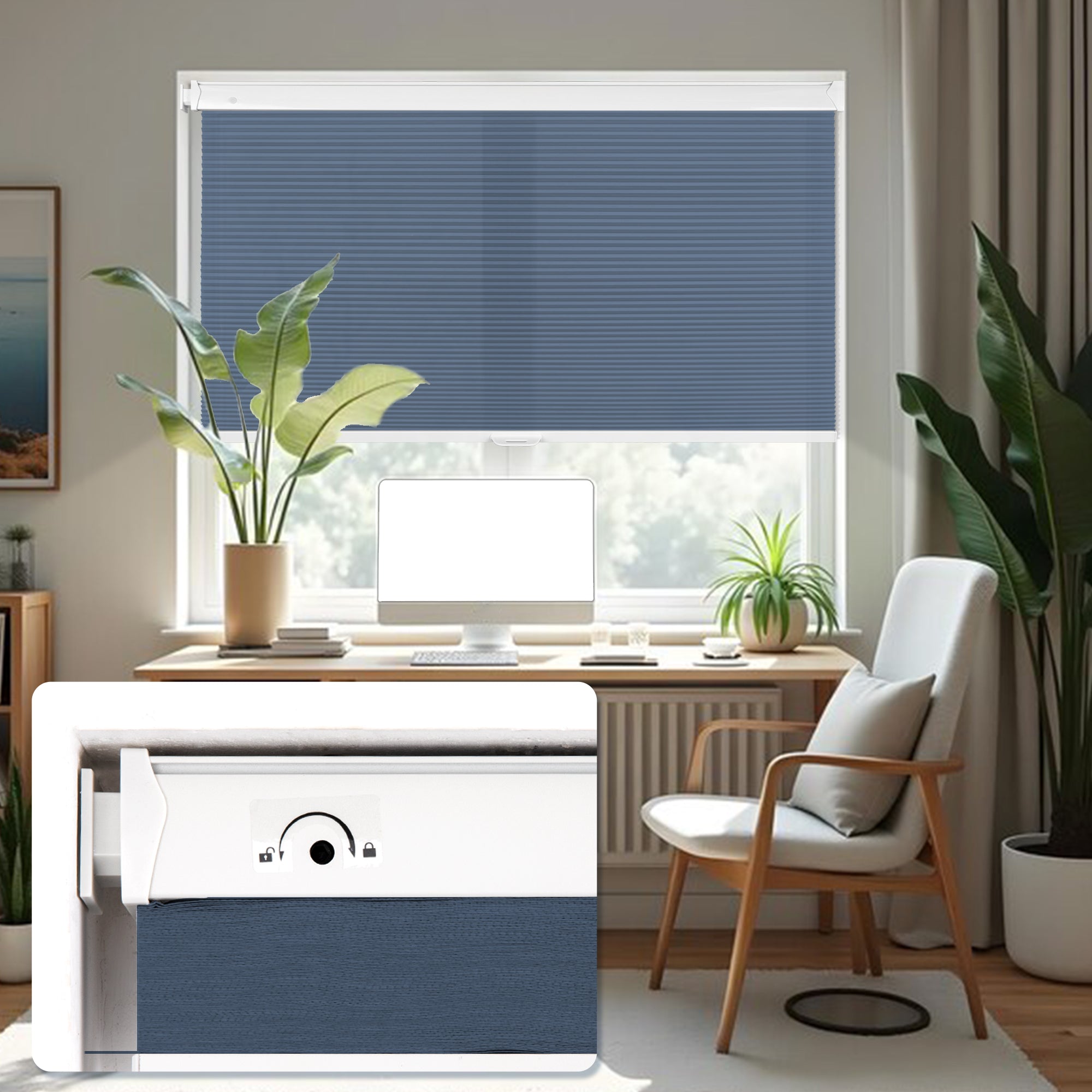 These bottom-up window shades allow natural light while maintaining privacy at eye level—great for street-facing windows.