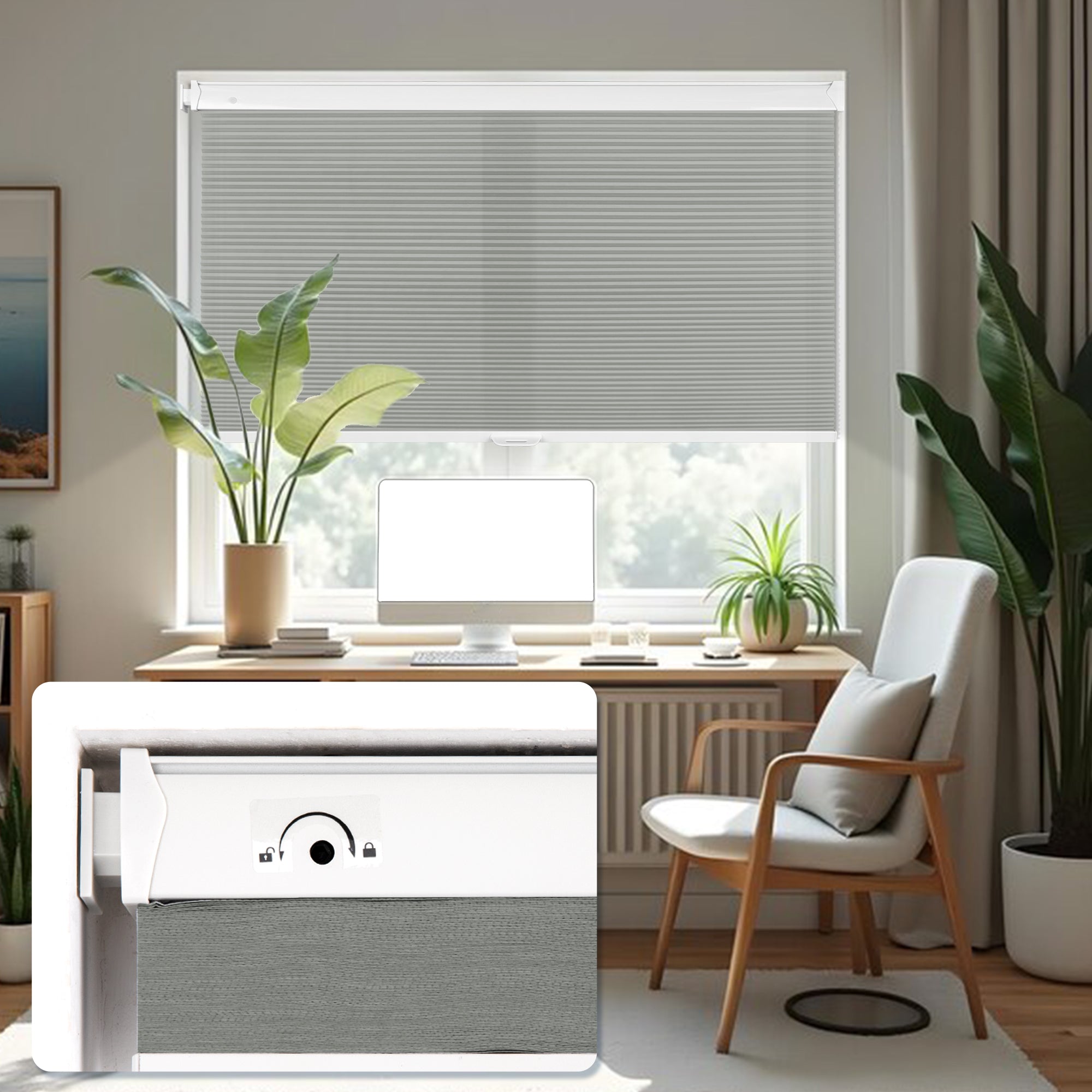 These bottom-up window shades allow natural light while maintaining privacy at eye level—great for street-facing windows.