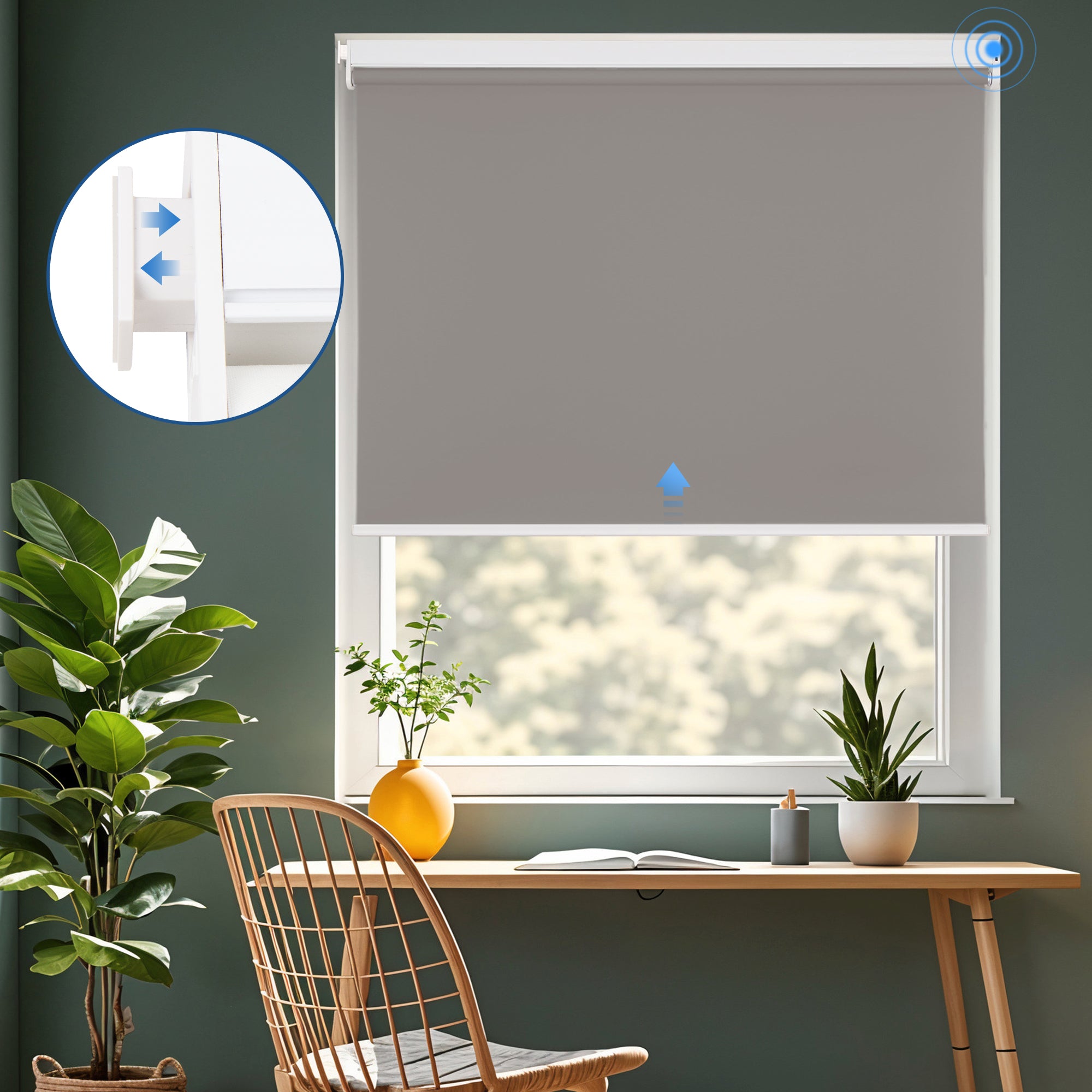Stylish no-drill roller blinds for easy installation and light control.