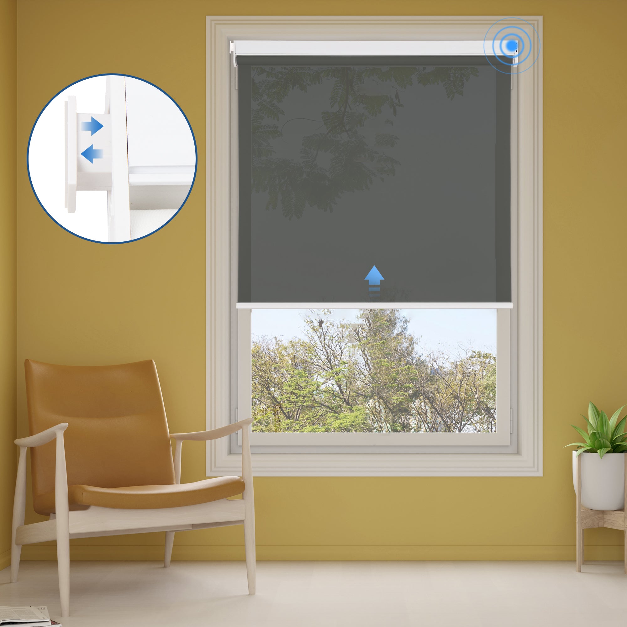 Privacy window shades that allow natural views while blocking visibility from outside.