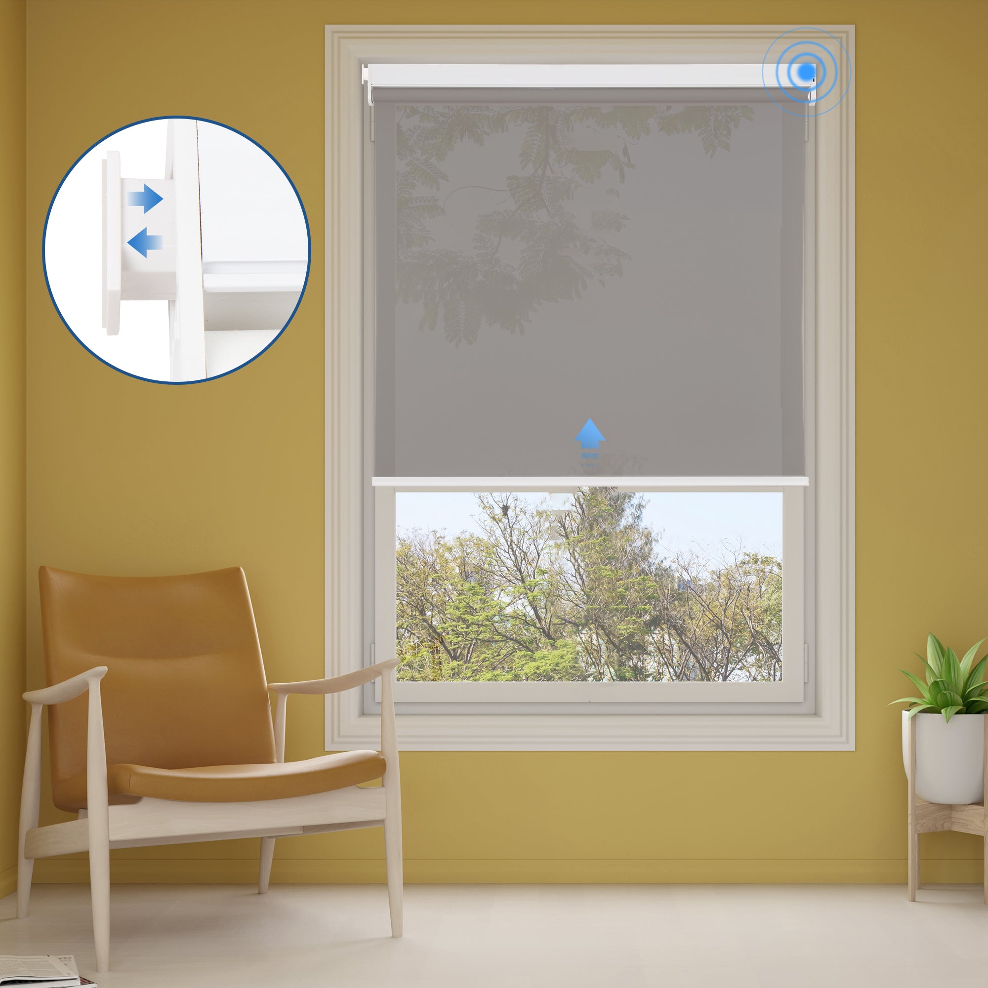 Privacy window shades that allow natural views while blocking visibility from outside.