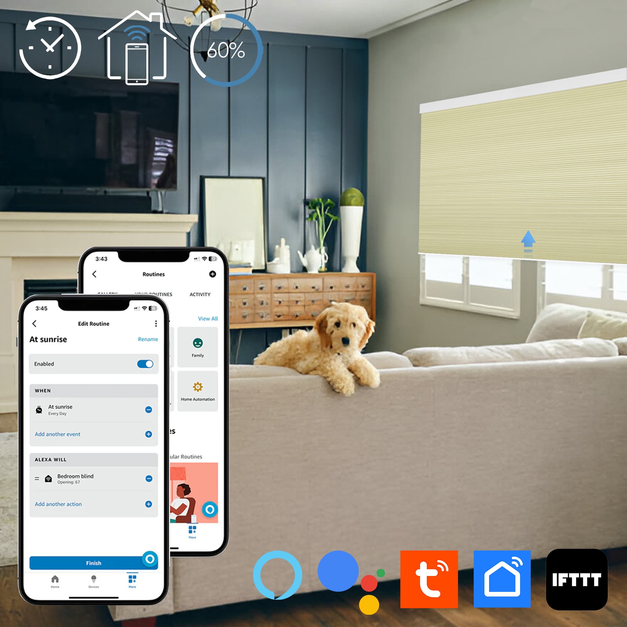 The APP controlled automatic window shade opener allows you to control your shades without hassle.