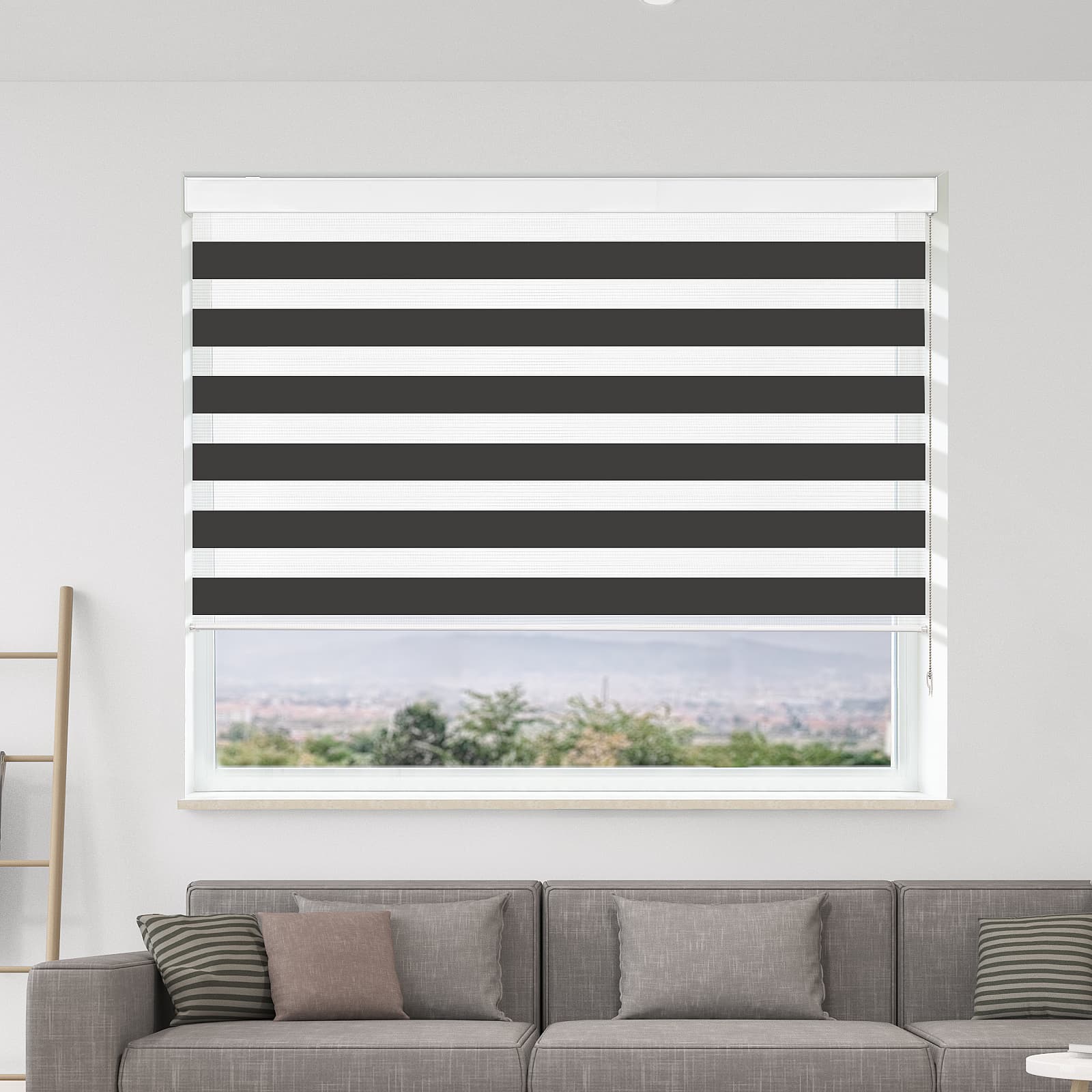 cassette corded zebra blinds black