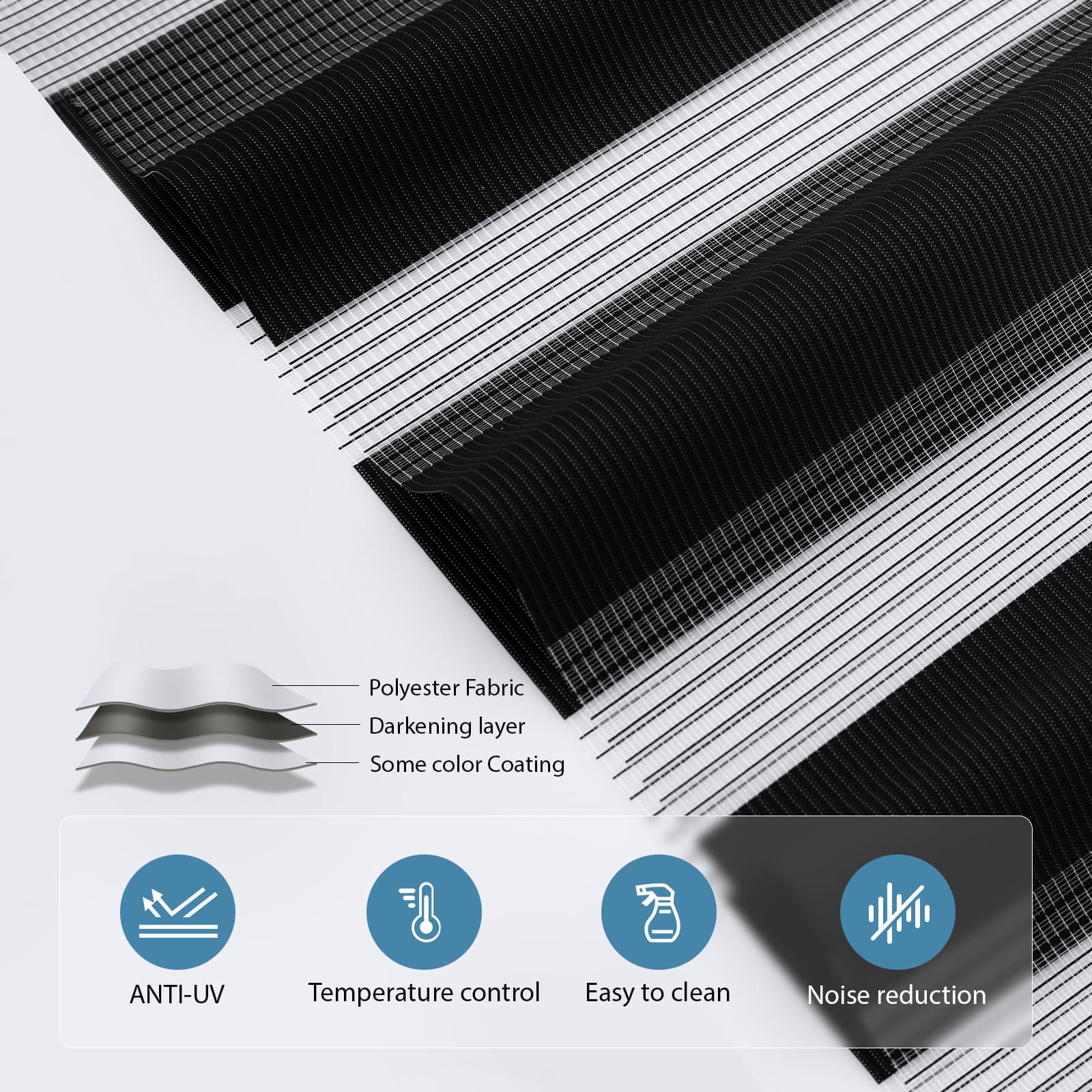 cassette corded zebra blinds black