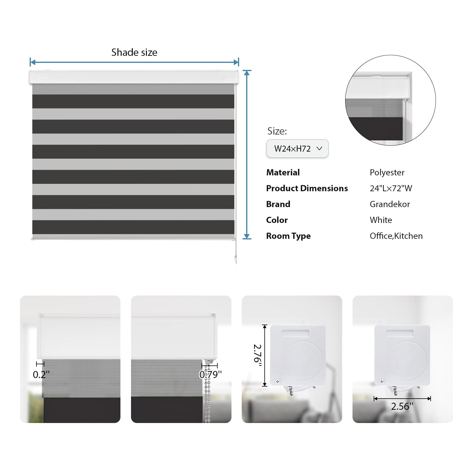 Traditional window blinds with strings are simple to adjust for light and privacy.