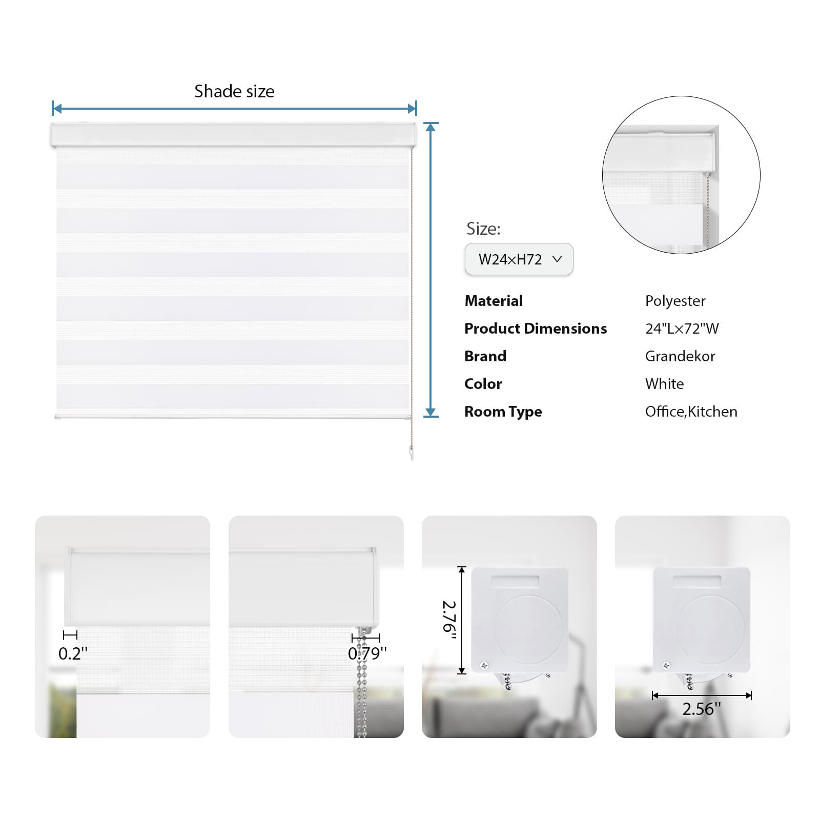 Grandekor light filtering zebra double roller shades
