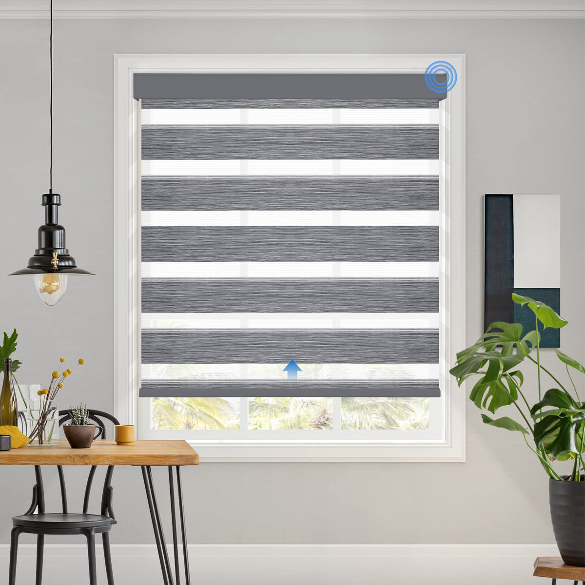 Motorized | Light Filtering | Rechargeable | Zebra Shades | with Casse ...